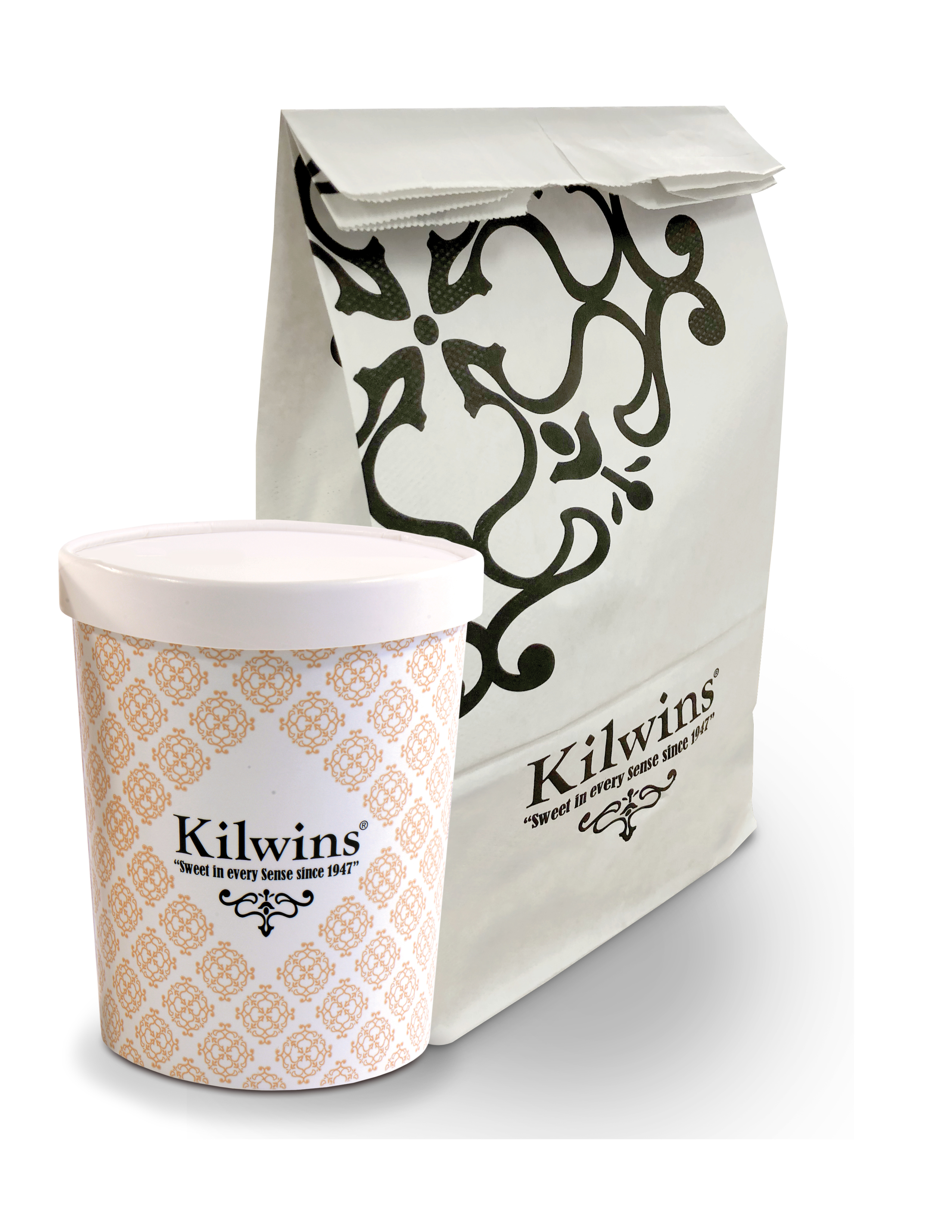 Photo of Kilwins Shopping Bag & Quart Container