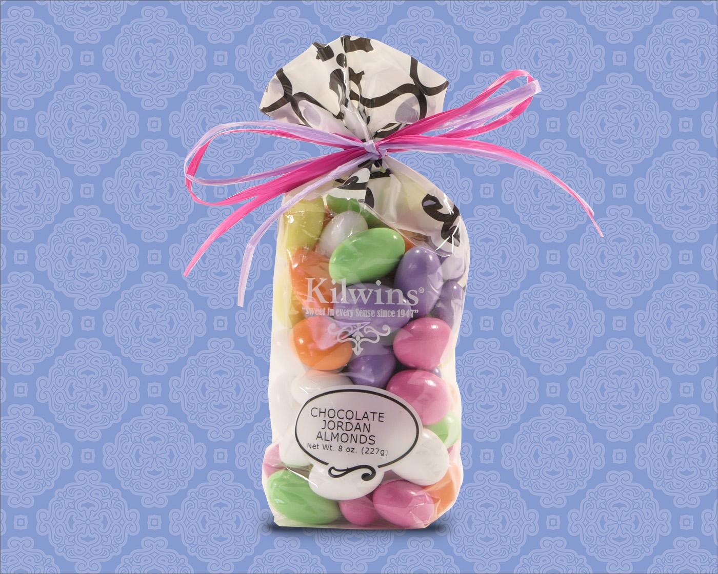 chocolate jordan almonds in pastel Easter colors