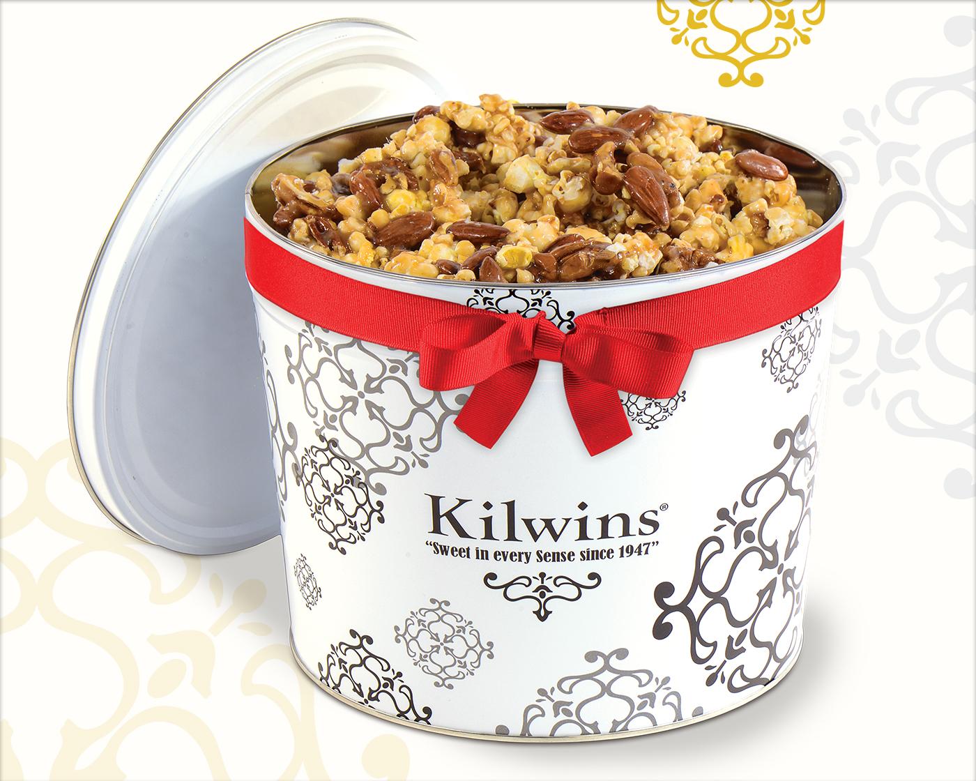 tin of nutcracker sweets caramel corn with nuts