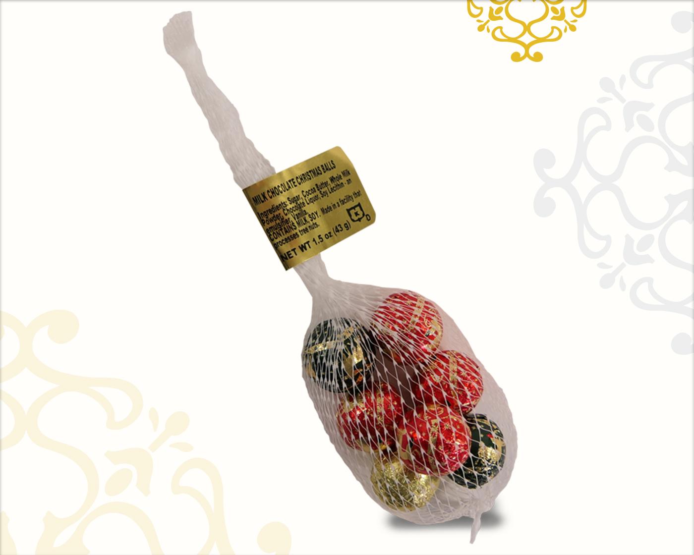 Christmas Foiled Chocolate Balls in Mesh Bag