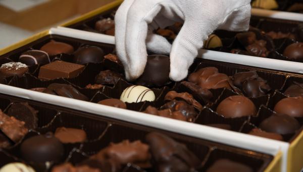 An assortment of Kilwins boxed chocolates