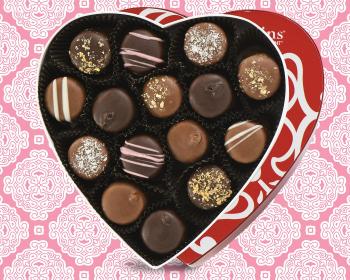 Heart shaped chocolate box of assorted chocolates