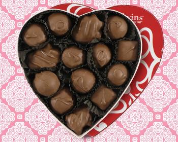 Heart shaped chocolate box of assorted chocolates