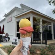 Raspberry and Lemon Sorbetto in a Waffle Cone