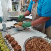 Pecan and Peanut Caramel Apples at Kilwins Mass Ave