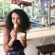 Picture of a woman with ice cream at Kilwins